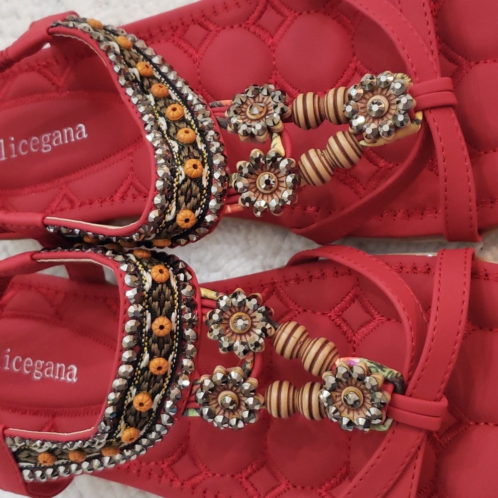 ALICEGANA BOHEMIAN SANDALS W/ ELASTIC ANKLE STRAPS - Picture 10 of 16